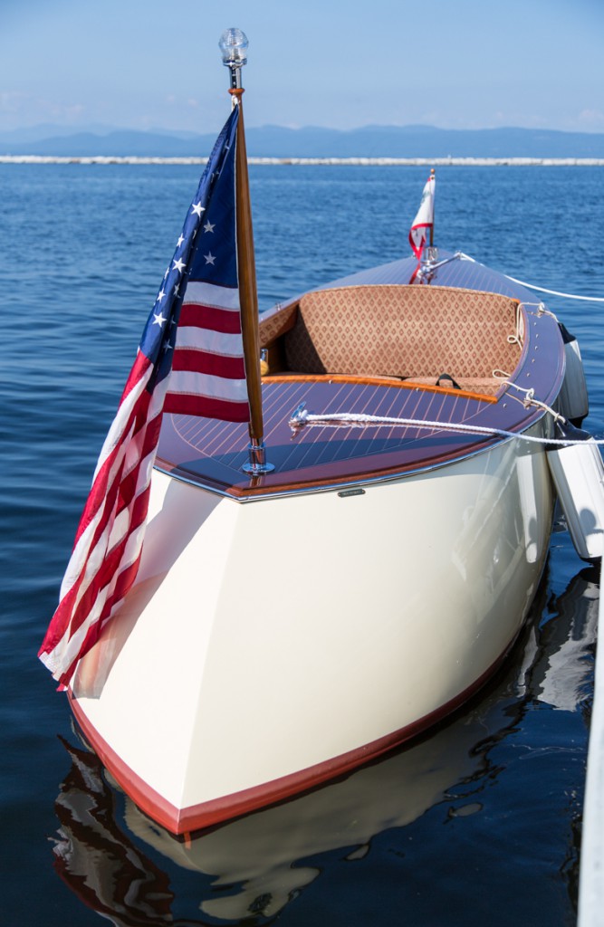 My boat building friend, Ken Bassett, brought this beautiful electric launch